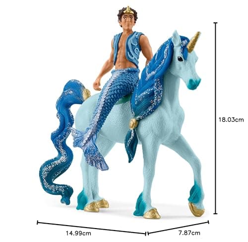schleich BAYALA 70718 - Set de 2 Pièces - Trition Aryon et Figurine Licorne Bleue - Jouets Durables pour Divertissement et Jeux de Simulation - Cadeau pour Garçons et Filles de 5 ans et +