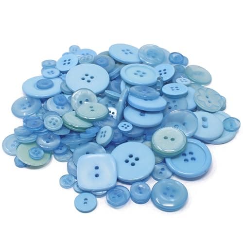 Sachet de boutons en acrylique et résine pour création de cartes Bleu 100 g