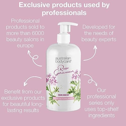 Nettoyant pour la peau professionnel 500 ml | Gel douche à l'huile de tea tree et à la rose | Gel douche pour le corps | A un effet adoucissant | Idéal pour les peaux impures et les boutons