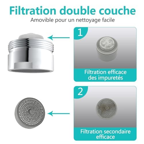 2 Pièces Mousseur Robinet M24 en Laiton, Angle de Sortie D'eau Réglable Aérateur, Filtre de Nettoyage Amovible, Economiseur D'eau pour Robinet, 2Modes D'eau Pétillante, pour Salle de Bain et Cuisine