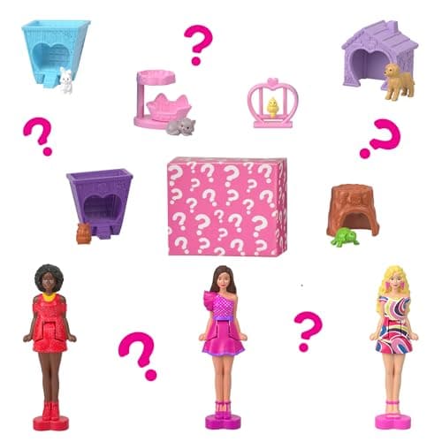 Barbie Coffrets Maison de Poupée Mini-BarbieLand, comprenant la Maison de Rêve de Barbie en petit format, une poupée Barbie surprise de 3,8 cm, du mobilier, des accessoires, 4 ans +, HYF46