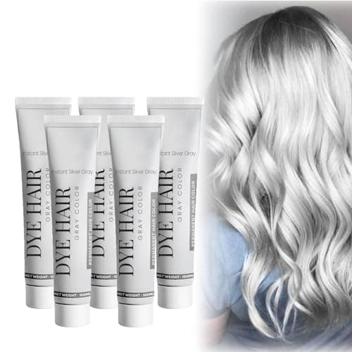 Gotysles Lot de 5 teintures pour cheveux gris, crème colorante pour cheveux gris, crème colorante professionnelle pour cheveux gris, crème colorante instantanée pour cheveux gris, 100 ml (argent, 5