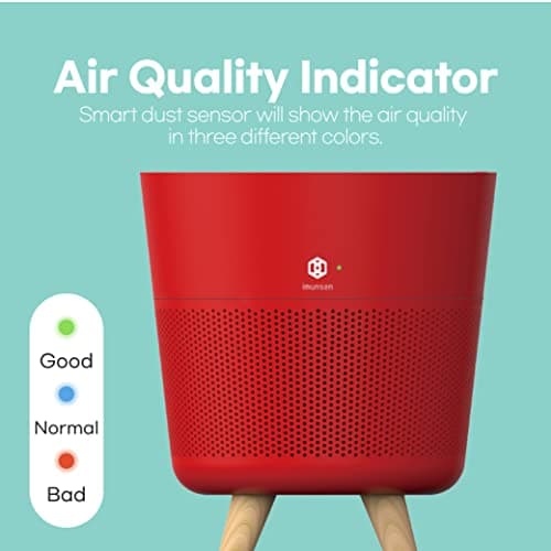 IMUNSEN M-002R Purificateur d'air avec filtre en bois de cyprès, filtre HEPA véritable H13, 100% sans ozone, Fabriqué en Corée - Rouge