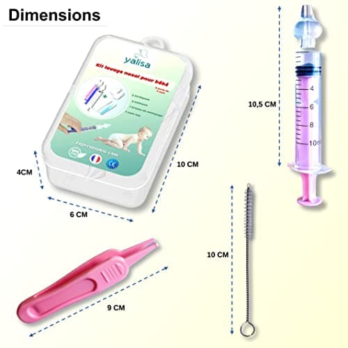 Kit complet de soin nasal - Seringue nasale bebe - mouche bebe - 3x seringues + 5x embouts en silicone + cure-nez + brosse de nettoyage - mouche bebe manuel - seringue mouche bebe - pipette nez bébé