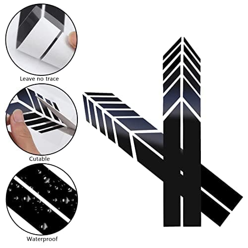 6Paires Voiture Arrière Vue Miroir Autocollant, Universels Autocollants Rétroviseur Vinyle Modifié Stripe Decal Décoration Auto Racing Body Side Stripe Decal pour Voitures SUV véhicules, Noir(20×2cm)
