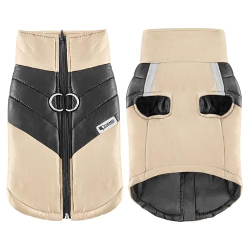 Idepet Manteau d'hiver pour Chien Vêtements Imperméables pour Petit Moyen Grand Chien Chat Taille S L L XL XXL 3XL 4XL 5XL (Couleur Kaki, S)