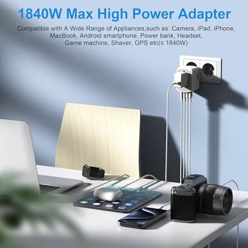 Adaptateur Prise Universelle Voyage International - 5 in1 Travel Adapter Internationale avec 2 USB 2 Type C et 1 AC Universel France vers UK USA Australie Thailande Japon Yioihnm