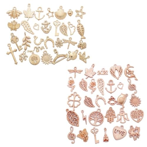 LQIOACU breloques creation bijoux,charms pour bracelet,breloque,60 pièces, belles et à la mode, parfaites pour les bricolages de bijoux