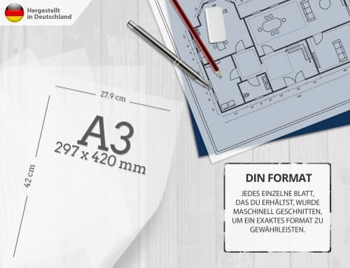 Papier calque blanc transparent imprimable - DIN A3 - Papier calque pour imprimer et bricoler - Couleur : blanc - Qualité supérieure 85 g/m2 - Fabriqué en Allemagne - À découper