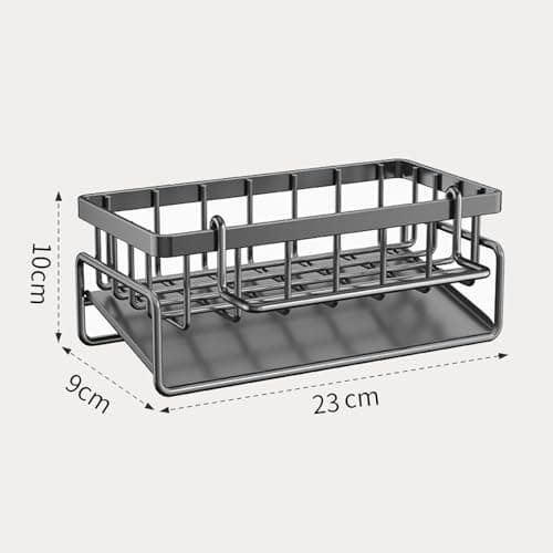 ViWaVee Rangement et Organisation de Cuisine, Organisateur d'évier en Acier Inoxydable avec bac d'écoulement Automatique pour Porte Eponge, Porte Serviettes, Super Accessoires pour Salle-Noir.