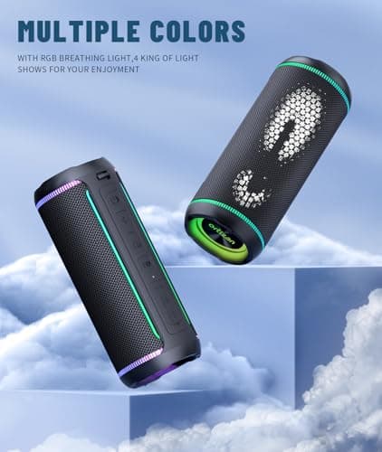Ortizan Enceinte Portable Bluetooth 5.3, Haut-Parleur Puissant 40W, Double Appairage Stéréo, Lumière LED RVB, IPX7 étanche, AUX, Carte TF