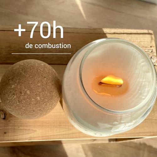 ELIALYS Bougie Parfumée Artisanale au Parfum de Grasse, VERVEINE, Mèche en Bois Crépitante - PACIFIQUE, 350g, ±70 heures de combustion, Fabriquée en France - Parfum Intense & Longue durée