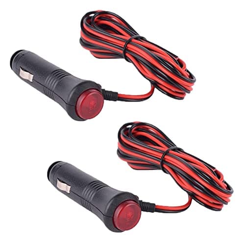 Heart Horse Lot de 2 Prises Allume Cigare Mâle pour Moto Voiture avec Bouton de Commutation Indicateur Lumineux Câble de Raccordement de 3M 5A 12V 24V