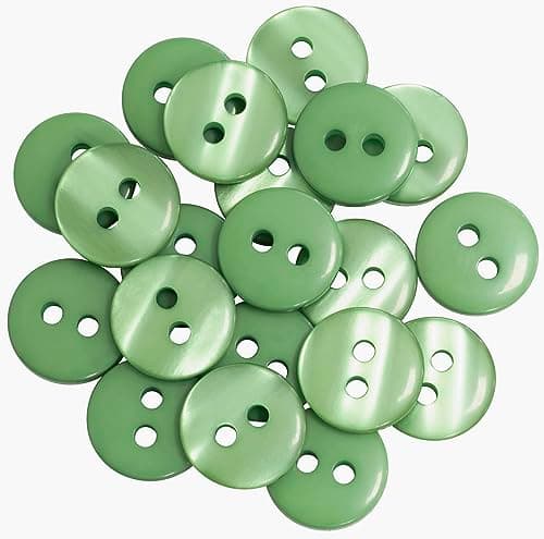 AERZETIX - C67872 - Lot de 20 Boutons à coudre ronds Ø12.5 mm à 2 trous L20 20L - couleur vert - en plastique - confection mercerie couture vêtements mode décoration