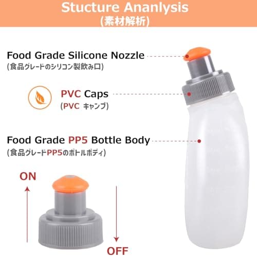 Azarxis Gourde Running 170ml 250ml 280ml Bidon Flasque Bouteille d'Eau Flacon Hydratation pour Sac à Dos Ceinture Marathon (170ml - 2 Pièces)