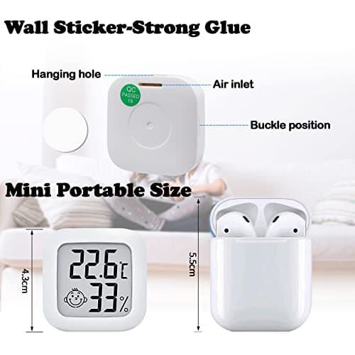 PNGOS Thermomètre Hygrometre Intérieur, 4PCS Mini Termometre Maison Digital Haute Précision, Moniteur de Température et Humidimètre Indicateur du Niveau de Confort pour Maison, Bureau, Chambre