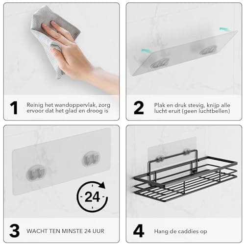 saffruff Étagère Salle de Bain sans Percer,Lot de 2,Support Adhésive