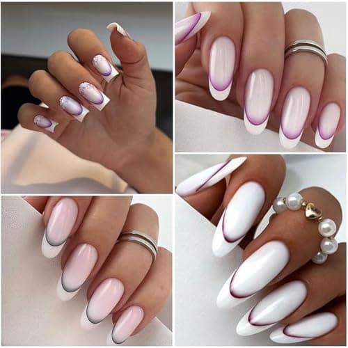 Calkkrer Lot de 6 autocollants colorés pour ongles French Line - Gradient - 3D - Accessoires de design d'ongles - Bandes - Accessoires de nail art