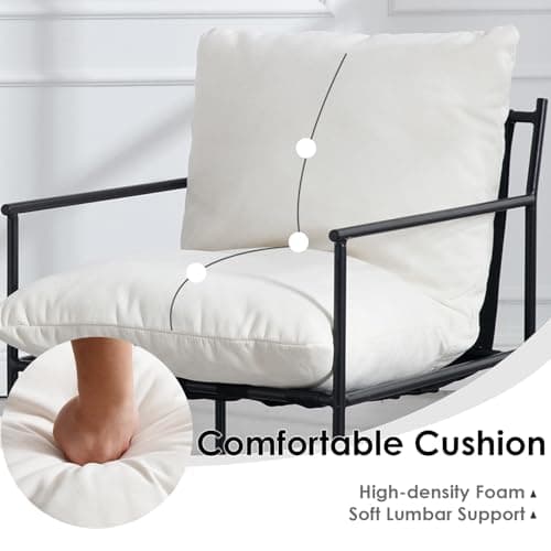 Wahson Lot de 2 Chaise Salle à Manger en Chenille Chaise de Cuisine Moderne Rembourré avec Pieds en Métal, Chaise de Salon avec Accoudoirs pour Salle à Manger/Chambre/Restaurant,Blanc