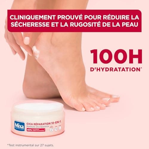 Mixa Expert Peau Sensible - Pommade Ultra-Réparatrice Cica Réparation 10-en-1 - Peaux Extra Sèches et Rugosités - Pieds, Genoux, Mains, Coudes - 100H d'Hydratation - Hypoallergénique - 150 ml