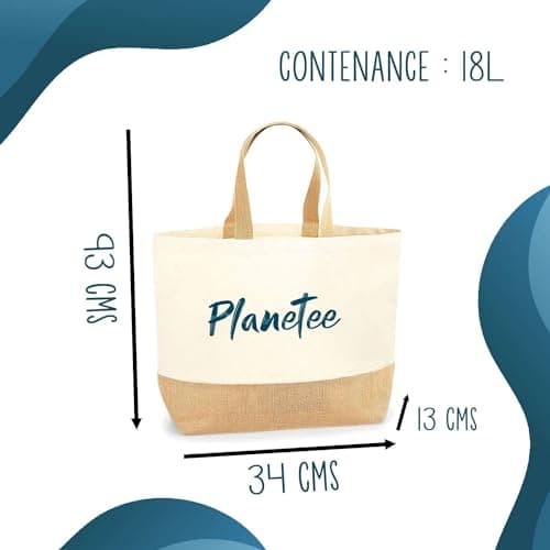 Sac Marraine d'Amour | Cabas de Plage Courses Coton et Toile de Jute Idée Cadeau Femme