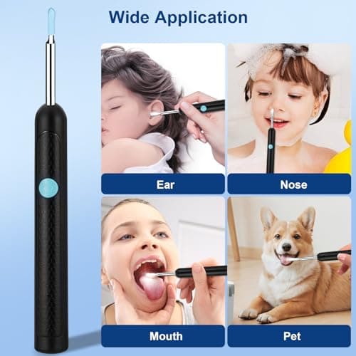 Otoscope Oreille, Nettoyeur Oreilles Adulte les avec Lentille 3.5mm et 6 LED, Miroir Auriculaire 360° Grand Angle Ear Cleaner pour iOS, Android et iPad