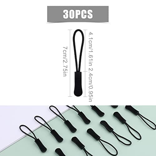 KINBOM 30 pièces Tirette de Remplacement, Tirette Fermeture Eclair Charme de Tirette Tirette Fermeture Eclair Remplacement pour Pantalon Veste Bagages Bottes (Noir)
