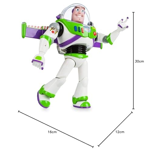 Disney Store Figurine Buzz l'Éclair Interactive parlante Toy Story, 30 cm / 11", inclut Plus de 10 répliques en Anglais, interagit avec d'autres Figurines et Jouets, lumières Laser, 3 Ans et Plus.