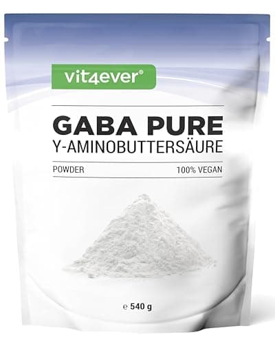 Gaba Pure - 540 g de poudre pure sans additifs - 100% acide gamma-aminobutyrique - 180 portions - Vegan - Avec dosage