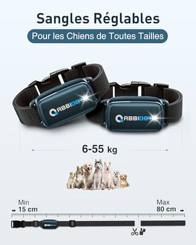 ABBIDOT Collier De Dressage pour Chien - Portée De 1000m, 5 Modes avec Choc Statique Pour 2 Chiens, Rechargeable IPX7 étanche Collier électronique pour Petits Chiens Moyens Grands Chiens (6~55 Kg)Bleu