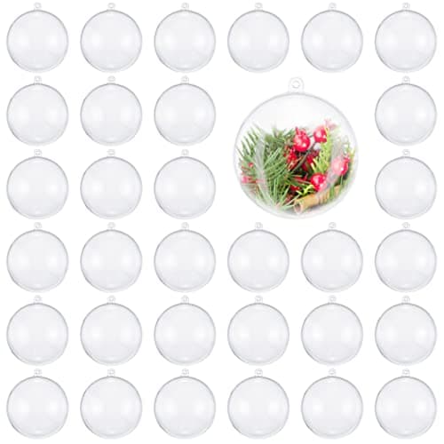 THE TWIDDLERS 48 Boules de Noël Transparentes à Remplir & Décorer (6cm) - Ornement de Sapin à Suspendre Personnalisé - Déco DIY pour Noël, Mariages, Anniversaires, Fêtes