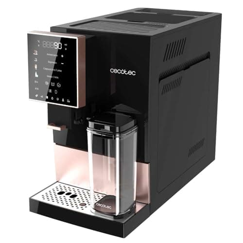 Cecotec Machine à Café Superautomatique Cremmaet Compactccino Black Rose, 19 bars, Réservoir à lait, Système Thermoblock, 5 niveaux de mouture, Réservoir à café 150g