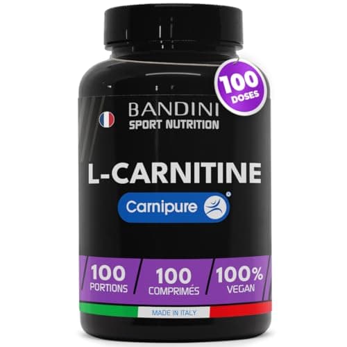Bandini® L-CARNITINE Carnipure® 100 Comprimés - Supplément de Tartrate L Carnitine (100 doses, 100 jours) 1000mg - Pour Sportifs qui Pratiquent une Activité Physique à Haute Intensité - 100% Vegan