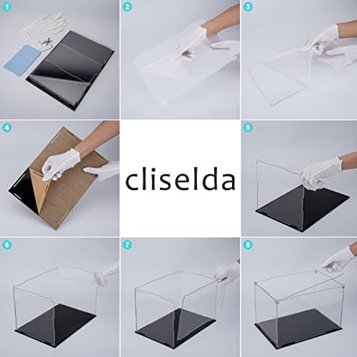 Cliselda Vitrine Acrylique avec Base Noire, Assemblage Vitrine Exposition Transparent, Vitrine Figurine, Vitrine pour Figurines, Jouets, Objets de Collection (30x20x20cm)