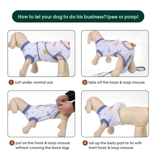 Kuoser Combinaison de Récupération Chirurgicale pour Chiens et Chats, Anti-Léchage Chiot Chemise de Récupération pour Plaies Abdominales, Col en E Alternative pour Petite Moyenne Grande Chien