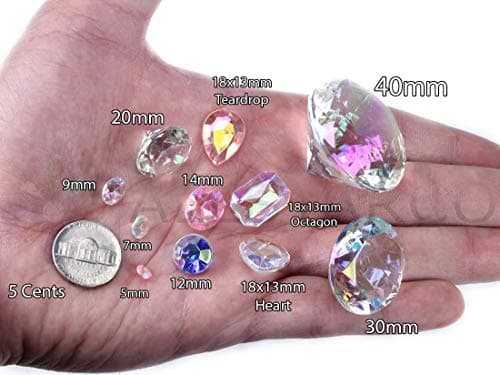 Allstarco 10PCS 30mm 35 Carats Acrylic Diamond Confetti AB Coating for Table Scatter Wedding Decorations Vase Fillers Individually Wrapped