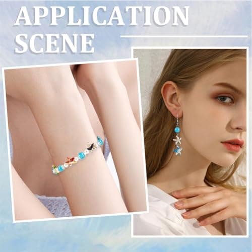 SUNNYCLUE 120 pièce de Perles D'Étoile de Mer Turquoise de 6 Couleurs, Perles d'animaux de L'Océan, Été Hawaii Plage Vie Marine, Pierres Précieuses Porte-Bonheur Colorées, Perles D'Espacement en Vrac