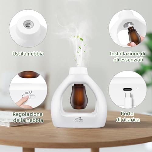 Diffuseur d'aromathérapie avec 3 bouteilles d'huiles essentielles - Diffuseur d'huiles essentielles sans eau - Diffuseur d'aromathérapie électrique portable pour la maison