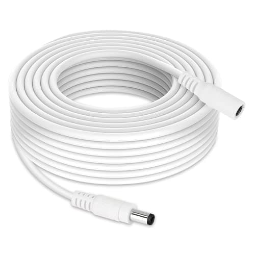 Tonton Câble Extension DC 5Meter, DC 12 Volt Netzteil Adapterkabel, 2,1mm/5,5mm DC Stecker Verlängern, zusätzliche 5Meter 15ft Länge für DC 12V Netzteil Überwachungskamera Ladegerät, 5M (1 Pack)