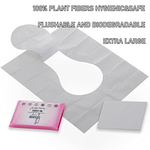 Ma Chérie Lot de 60 couvertures de siège de toilette jetables de grande taille et biodégradables avec emballage individuel pratique et discret