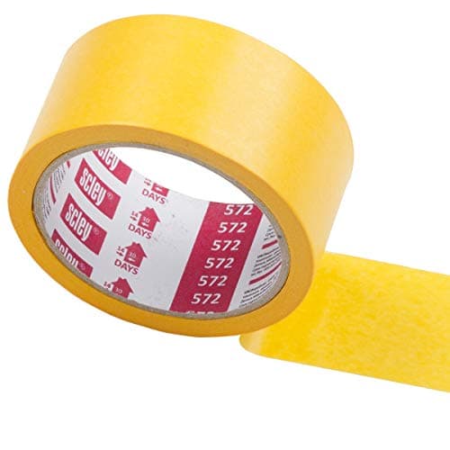 Scley – 3 Rouleaux de Rubans de Masquage - Série 572 - Largeur 48mm, Longueur 33m - Bande adhésive en Crêpe Jaune - Protection pour Travaux de Peinture