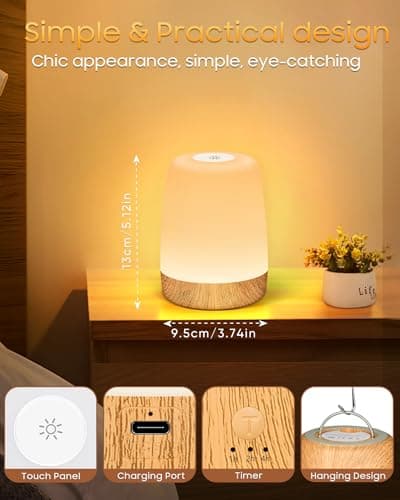 FOMYHEARD Petite lampe de table sans fil, lampe de chevet LED tactile à intensité variable avec lumière chaude et 256 couleurs RVB changeantes, lampe rechargeable à batterie, lumière d'allaitement à