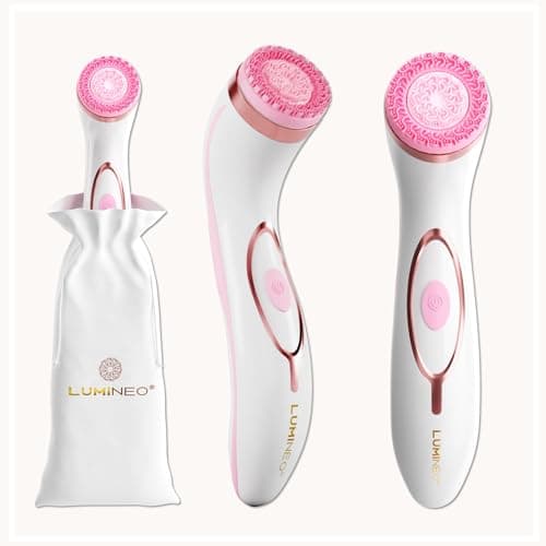 Lumineo brosse nettoyante pour le visage avec gel nettoyant, brosse électrique USB pour le visage pour un nettoyage en douceur et en profondeur (PRO rose (peau impure))