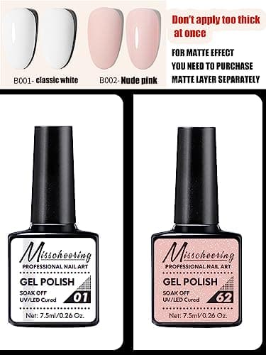 Gorvalin Kit French Manucure Semi Permanent, Rose et Noir Vernis Pinceau Nail Art Ongles Vernis à Ongles Lisse Gel Polish Nail Art Stamper pour French Manucure Nail Art