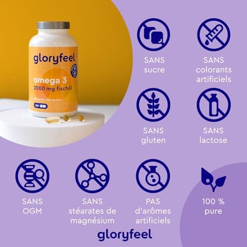 Oméga 3 2000mg Huile de Poissons Sauvages, 260 Gélules, Fortement Dosé avec 660mg EPA et 440mg DHA, Contribue à une Fonction Cardiaque et Cérébrale Normale*, Complément Alimentaire, Sans Additifs
