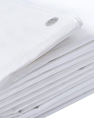 WOLTU Bâche de Protection en PE Bâche Imperméable et Résistante, Couverture Étanche Bâche pour Bois Housse de Protection avec Œillets Muiti-Usage 280g/m2, Blanc, 2x3m