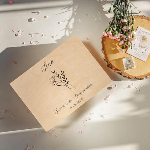 Creative Deco Personnalisé Première Communion Confirmation Cadeau Boite | Boîte à Souvenirs en Bois pour Garçon et Fille | Personnalisés - Calice et Prière du Chapelet | Personnalisable Idée Coffret