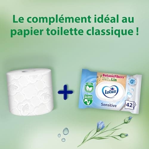 Lotus Papier Toilette Humide Sensitive - Sans colorant, ni parfum - Fibres FSC 100 % d’origine naturelle - 294 feuilles 42 unités (Lot de 7)