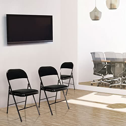 hjh OFFICE 803010 Chaise Pliante rembourrée TUDELA II Tissu Noir Chaise Visiteur Pliante, Charge maximale 130kg