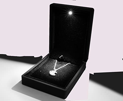 iSuperb LED Collier Bijoux Boîte Proposition Bague de fiançailles Étui organisateur de cadeaux Pour l'engagement/mariage 9x7x3.2cm (B)